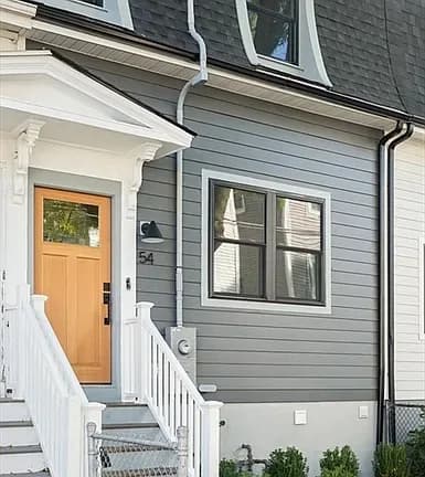 Completed entrance and exterior details